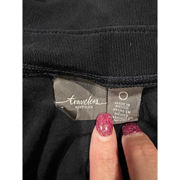 Chicos Chico’s Travelers Top Blouse Shirt Black Acetate No Wrinkle Size 0/S/4 - Picture 5 of 8